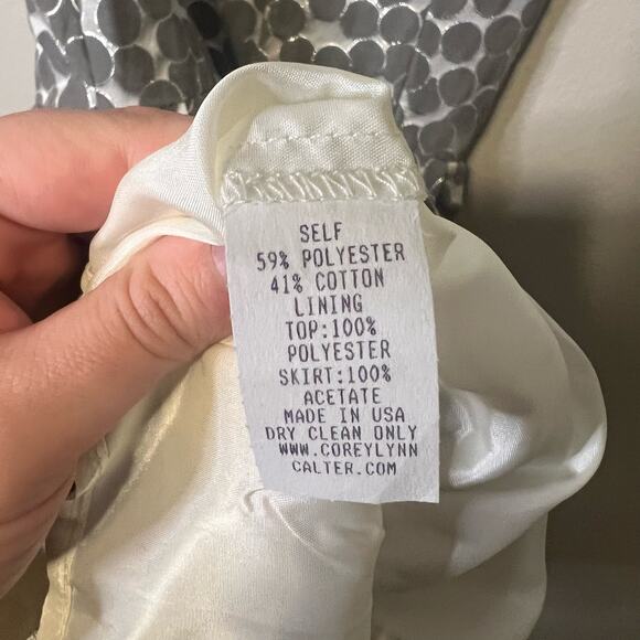 Corey Lynn Calter Anthropologie Silver Polka Dot A-Line Dress Size 4 - Picture 5 of 5